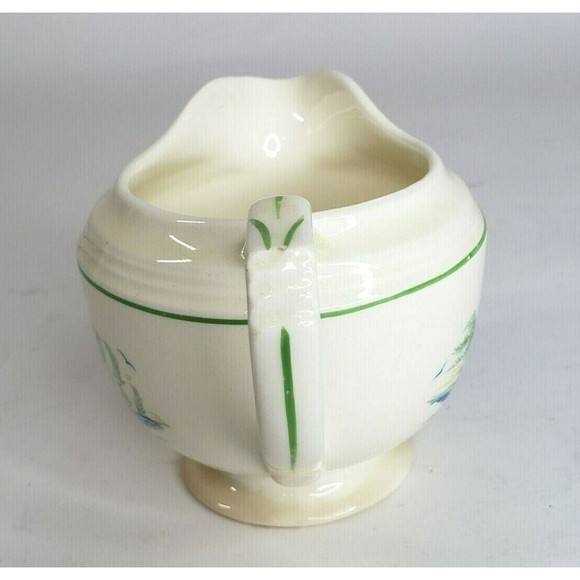 Vtg Steubenville "Sandra" Creamer USA Sailboat Palm Trees Art Deco Coastal Beach - Picture 4 of 6